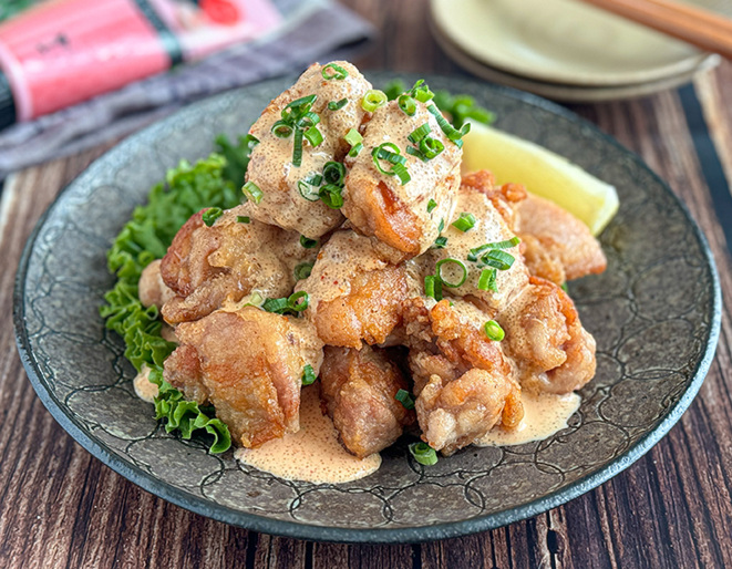 めんたいチューブで簡単ソース！明太マヨ唐揚げ